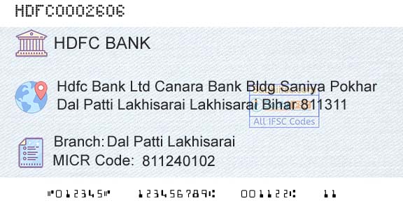 Hdfc Bank Dal Patti LakhisaraiBranch 