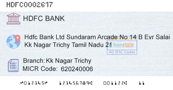 Hdfc Bank Kk Nagar TrichyBranch 