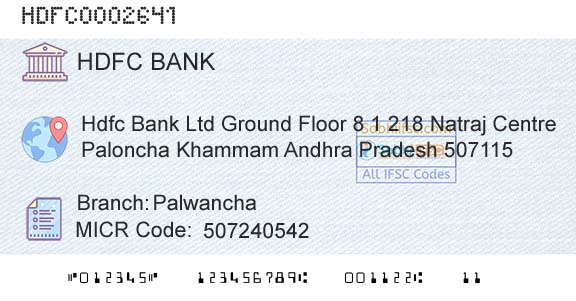 Hdfc Bank PalwanchaBranch 
