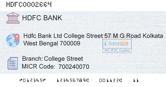 Hdfc Bank College StreetBranch 