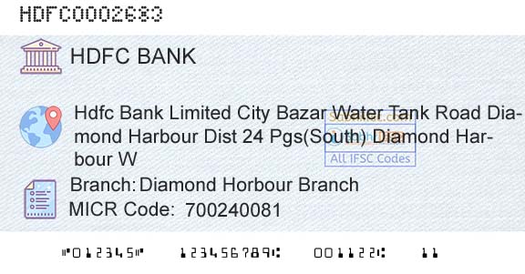 Hdfc Bank Diamond Horbour BranchBranch 