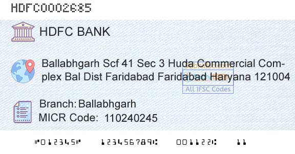 Hdfc Bank BallabhgarhBranch 