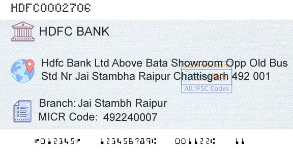 Hdfc Bank Jai Stambh RaipurBranch 