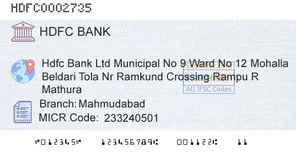 Hdfc Bank MahmudabadBranch 