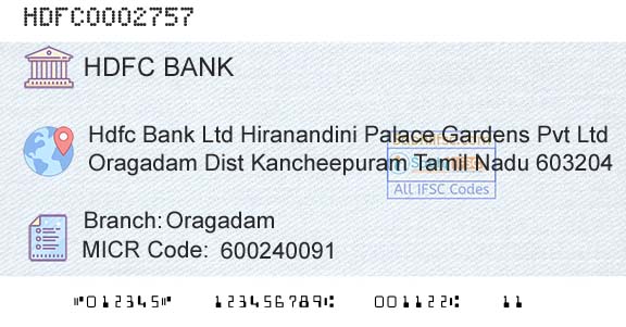 Hdfc Bank OragadamBranch 