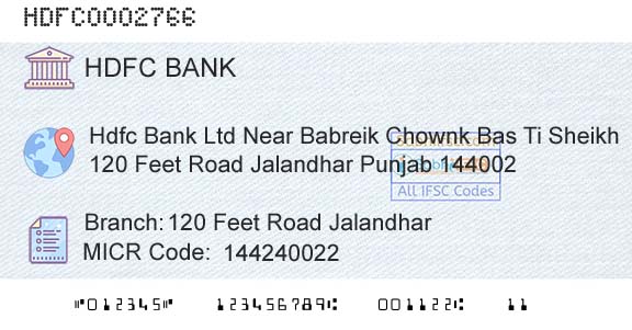 Hdfc Bank 120 Feet Road JalandharBranch 
