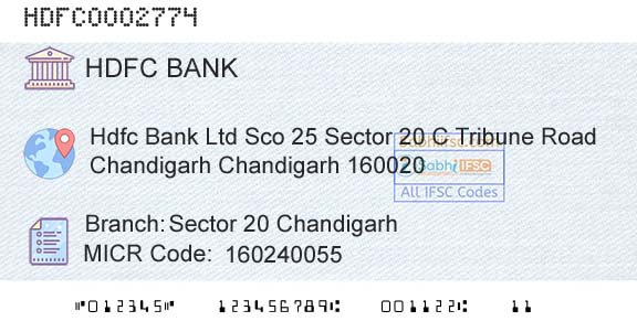 Hdfc Bank Sector 20 ChandigarhBranch 