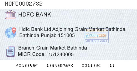 Hdfc Bank Grain Market BathindaBranch 