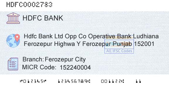 Hdfc Bank Ferozepur CityBranch 
