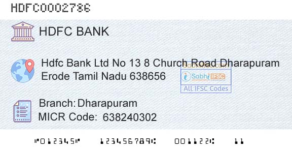 Hdfc Bank DharapuramBranch 