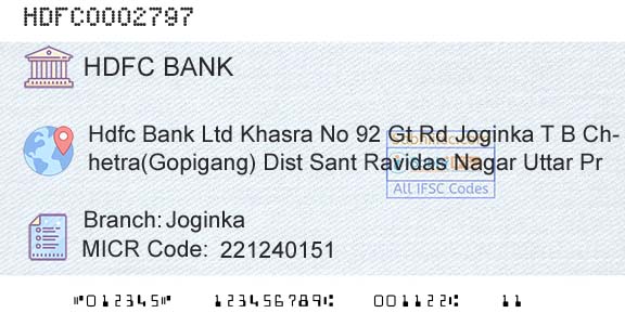 Hdfc Bank JoginkaBranch 