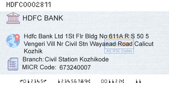 Hdfc Bank Civil Station KozhikodeBranch 
