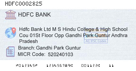 Hdfc Bank Gandhi Park GunturBranch 