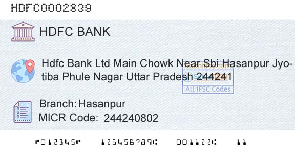 Hdfc Bank HasanpurBranch 