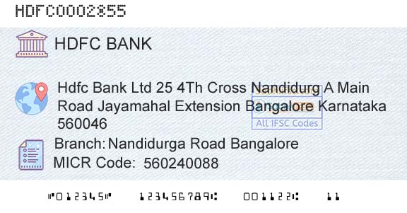 Hdfc Bank Nandidurga Road BangaloreBranch 