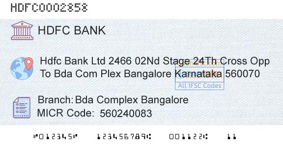 Hdfc Bank Bda Complex BangaloreBranch 