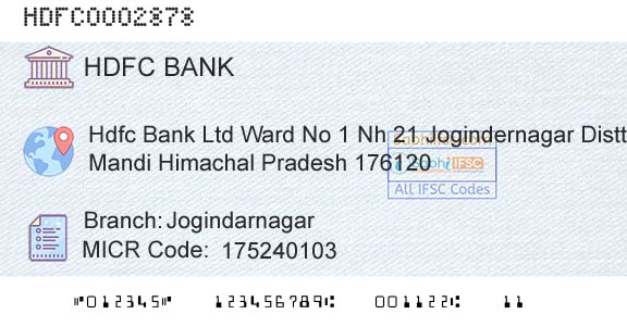 Hdfc Bank JogindarnagarBranch 