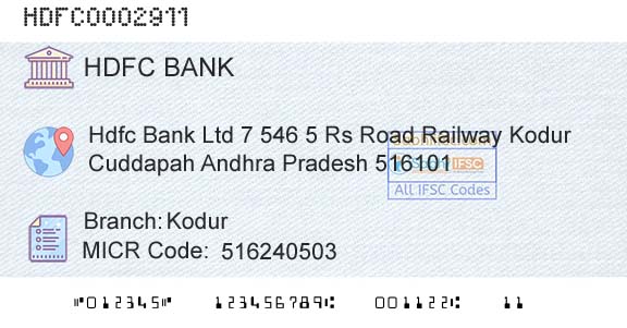 Hdfc Bank KodurBranch 