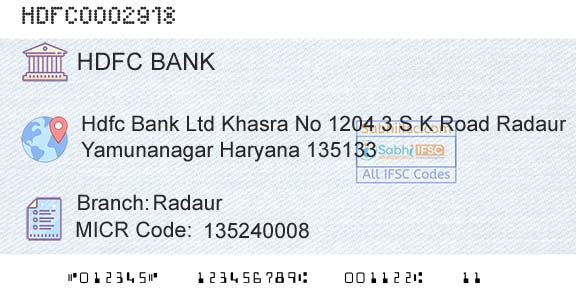 Hdfc Bank RadaurBranch 