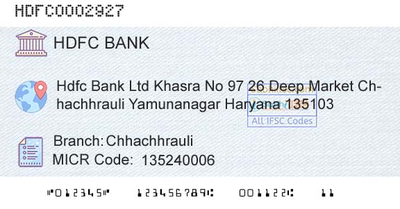 Hdfc Bank ChhachhrauliBranch 