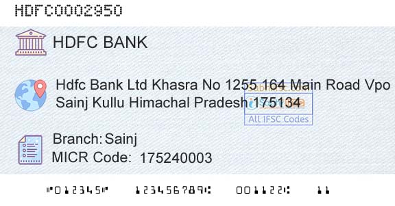 Hdfc Bank SainjBranch 