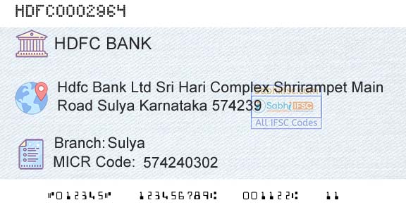 Hdfc Bank SulyaBranch 