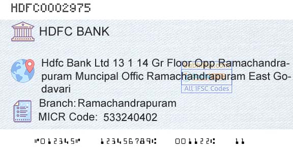 Hdfc Bank RamachandrapuramBranch 
