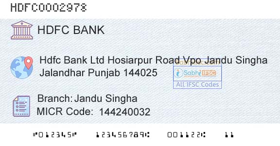 Hdfc Bank Jandu SinghaBranch 