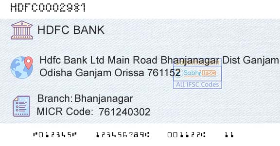 Hdfc Bank BhanjanagarBranch 