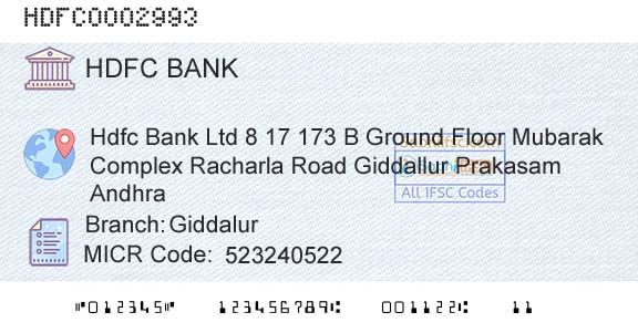 Hdfc Bank GiddalurBranch 