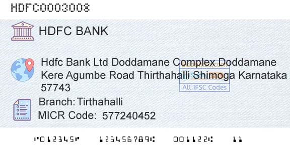 Hdfc Bank TirthahalliBranch 