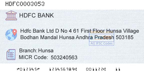 Hdfc Bank HunsaBranch 