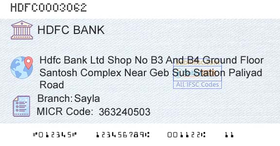 Hdfc Bank SaylaBranch 