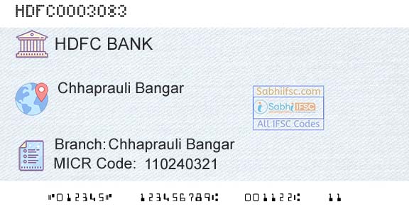 Hdfc Bank Chhaprauli BangarBranch 