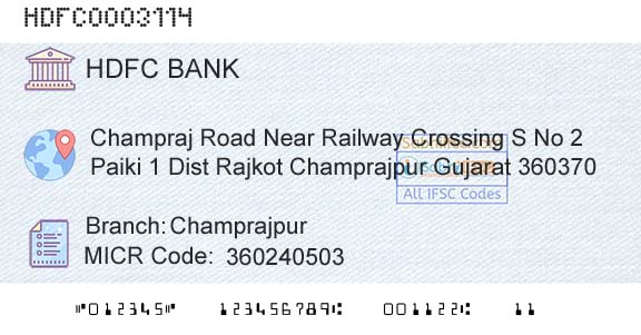 Hdfc Bank ChamprajpurBranch 