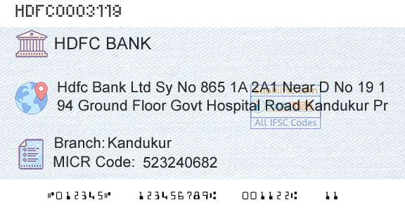 Hdfc Bank KandukurBranch 