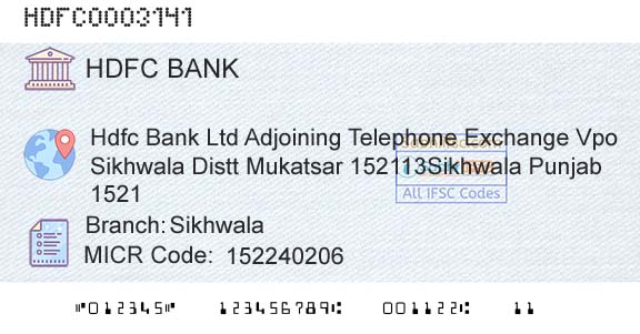 Hdfc Bank SikhwalaBranch 