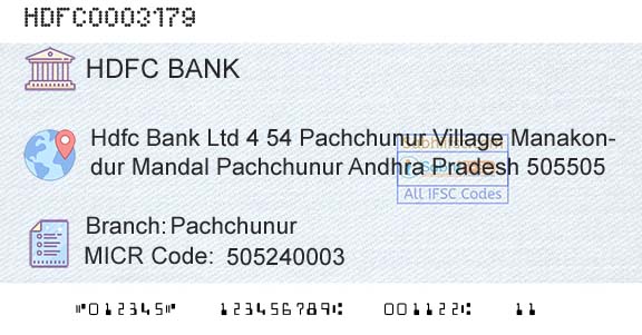 Hdfc Bank PachchunurBranch 