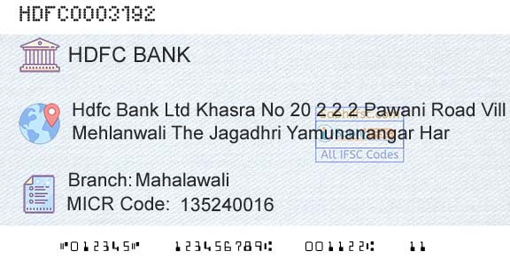 Hdfc Bank MahalawaliBranch 
