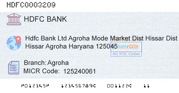 Hdfc Bank AgrohaBranch 