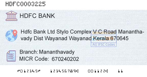 Hdfc Bank MananthavadyBranch 