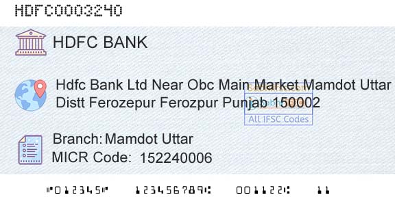 Hdfc Bank Mamdot UttarBranch 