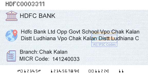 Hdfc Bank Chak KalanBranch 