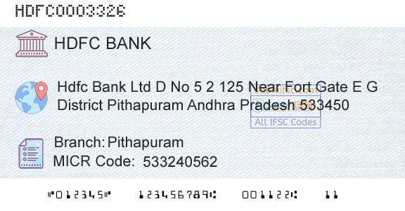 Hdfc Bank PithapuramBranch 