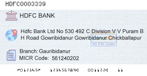 Hdfc Bank GauribidanurBranch 