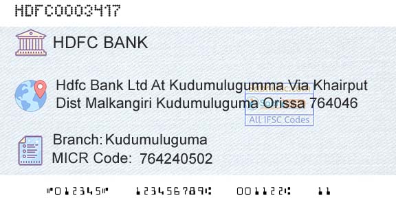 Hdfc Bank KudumulugumaBranch 