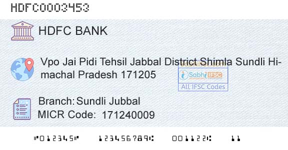 Hdfc Bank Sundli JubbalBranch 