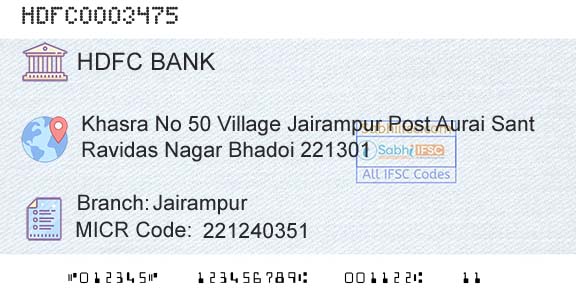 Hdfc Bank JairampurBranch 