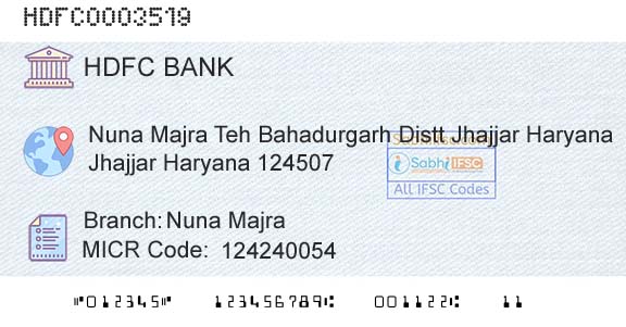 Hdfc Bank Nuna MajraBranch 