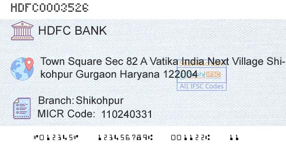 Hdfc Bank ShikohpurBranch 